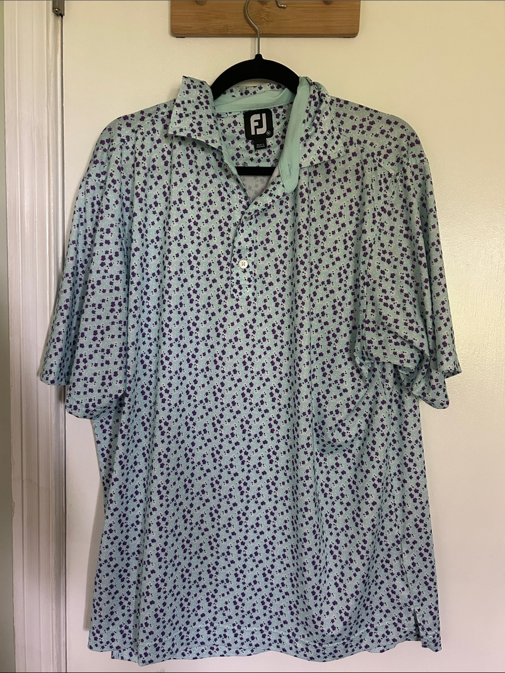 FootJoy Mint Green Polo with Purple Dot Print